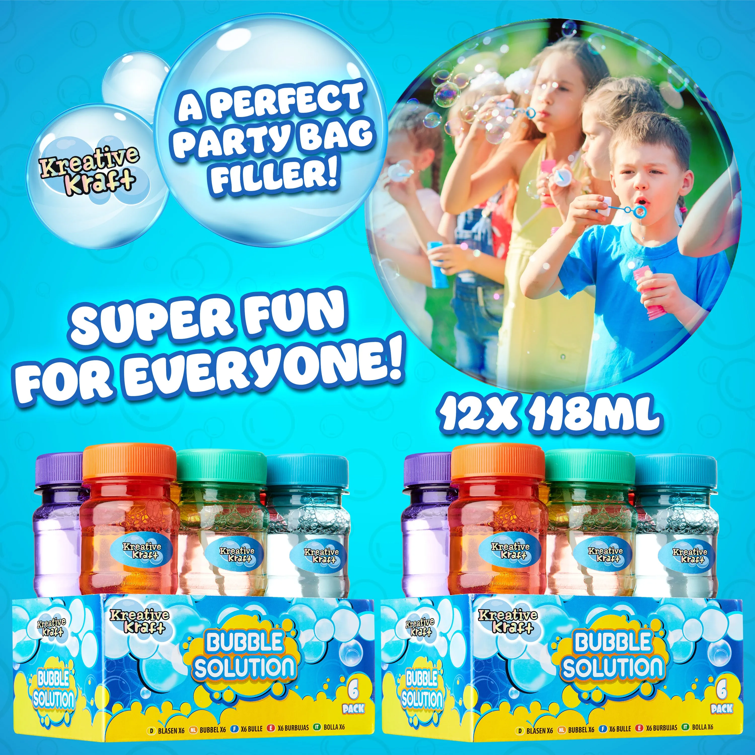 KreativeKraft Mini Bottles Bubble Solution with Bubble Wand - 2 Pack