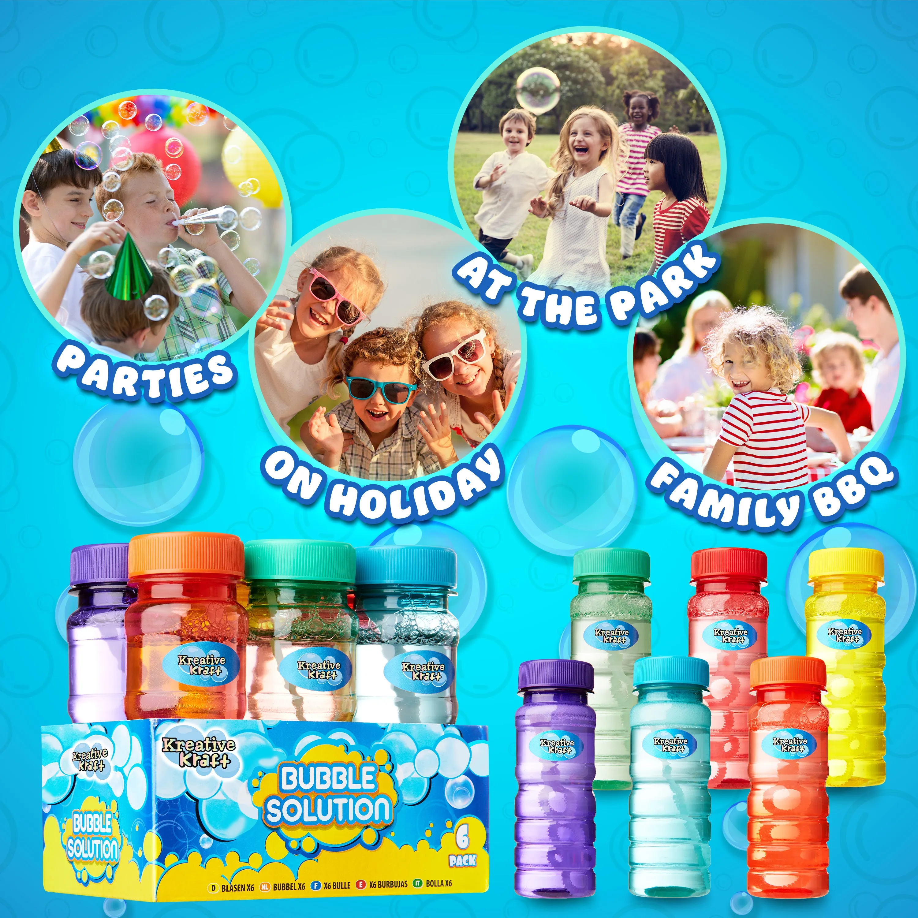 KreativeKraft Mini Bottles Bubble Solution with Bubble Wand - 2 Pack