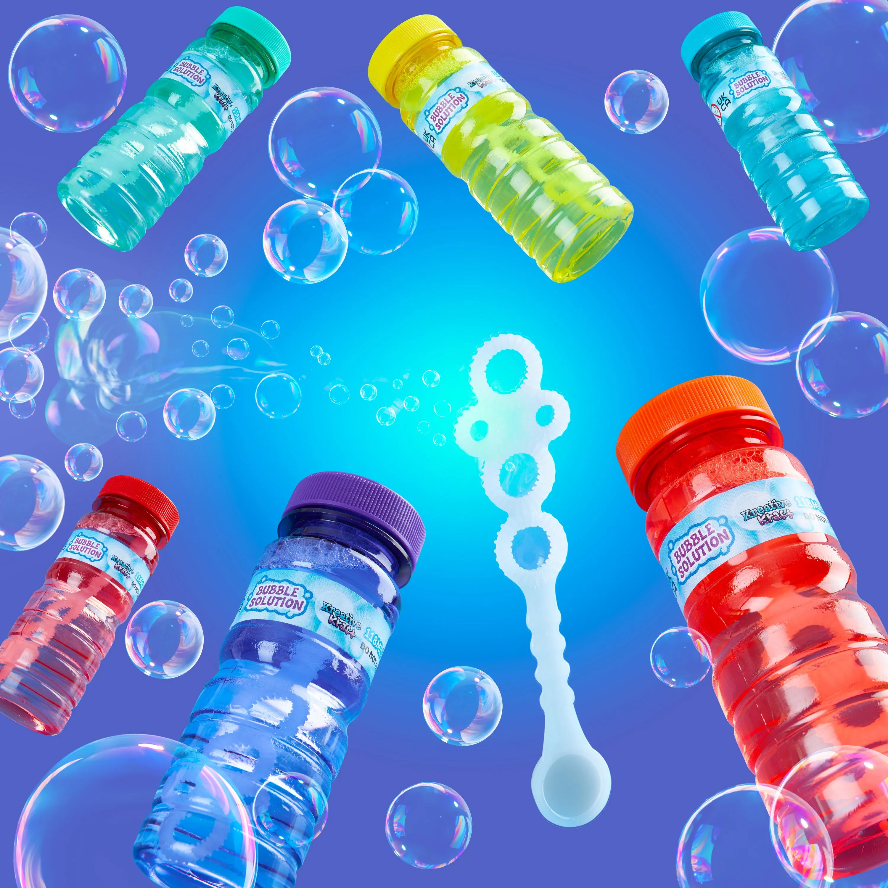 KreativeKraft Mini Bottles Bubble Solution with Bubble Wand - 2 Pack