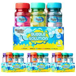KreativeKraft Mini Bottles Bubble Solution with Bubble Wand - 4 Pack