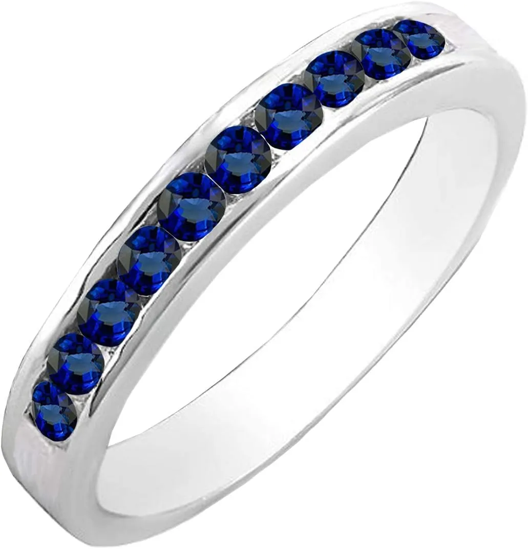 Ladies Wedding Stackable Ring Band$ 14K Gold Dazzlingrock Collection Round Lab Created Gemstone affectional longer rapport suite orbit acidity & Diamond 