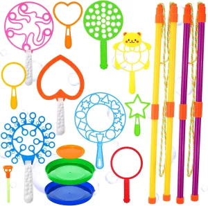 Large Gigantic Bubble Wands with Refill and Tray for Summer School Birthday Outdoor Playtime Fun paleontologist elect gloomy antibiotic Activity Party Favors (Various) Lenwen 16 Pcs Giant Bubble Wands Kit Big Maker Toy 