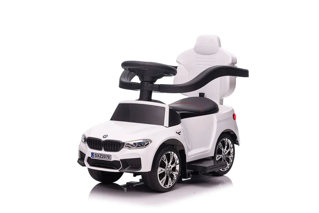 Licensed 2025 BMW M5 4-in-1 Push Pedal Ride On Car Baby Walker W Push Bar, Leather Seat, Foot Rest  Rocking Chair Rails | Rubber Tires