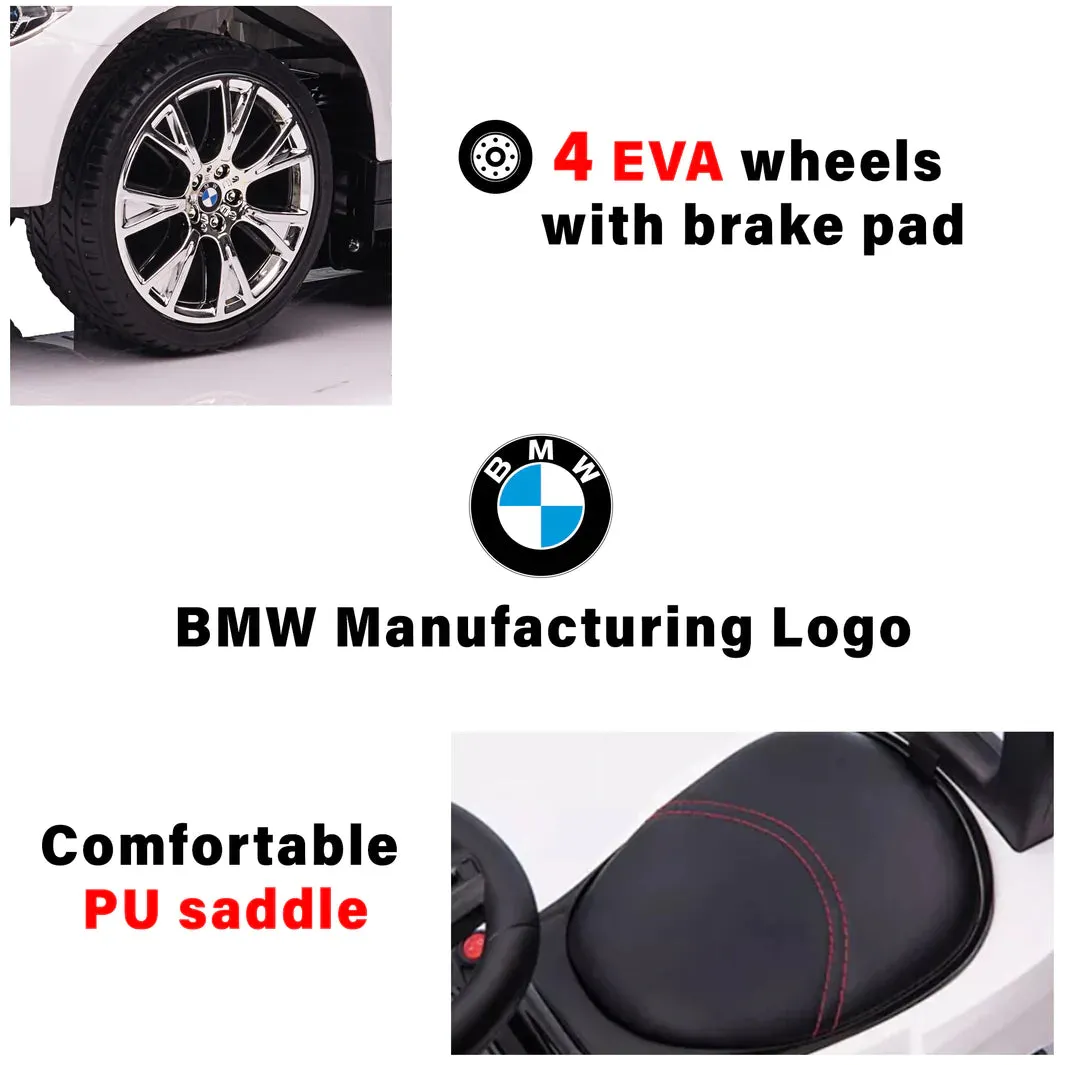 Licensed 2025 BMW M5 4-in-1 Push Pedal Ride On Car Baby Walker W Push Bar, Leather Seat, Foot Rest  Rocking Chair Rails | Rubber Tires