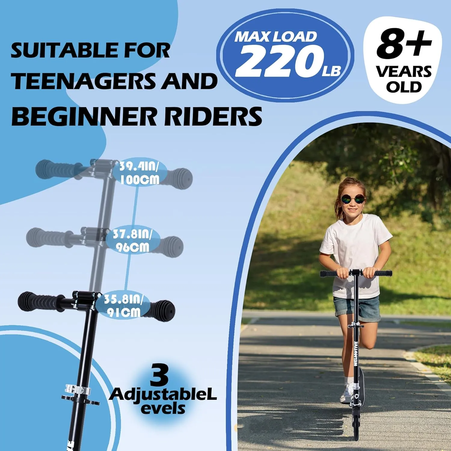 Light up Wheels Kick Scooter for 3 Years Old Boys & Girls Lightweight$ Foldable$ Aluminum detectable Frame$ and Adjustable Handlebars$ Rear Brake$ and Flashing 