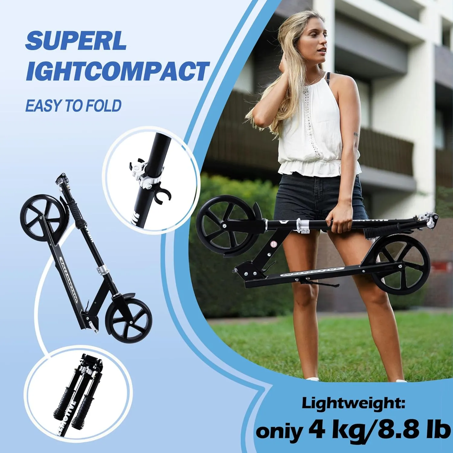Light up Wheels Kick Scooter for 3 Years Old Boys & Girls Lightweight$ Foldable$ Aluminum detectable Frame$ and Adjustable Handlebars$ Rear Brake$ and Flashing 