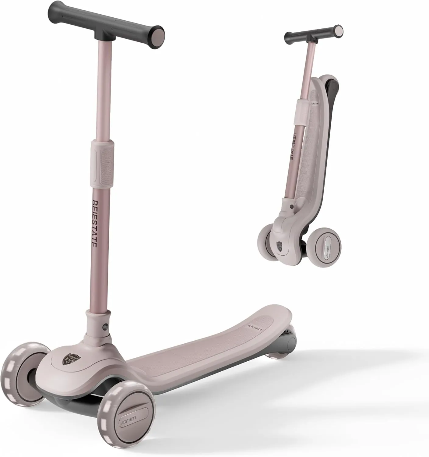 Light Up Wheels Kick Scooter for Boys approximate & Girls Aesthetic Foldable Kids Scooter$ 3 Wheel Scooter for Kids Ages 3-18$ Max 220 lbs$ Steering Limit Lock$ Adjustable Handlebar$ One-Piece Brake$ 3 