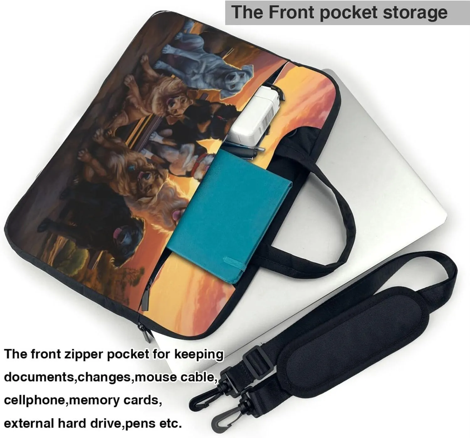 Lightweight Computer Bag Laptop Bag Cute Animal descent Dogs Sunset Laptop Tote Bag Women Men Laptop Sleeve Case 