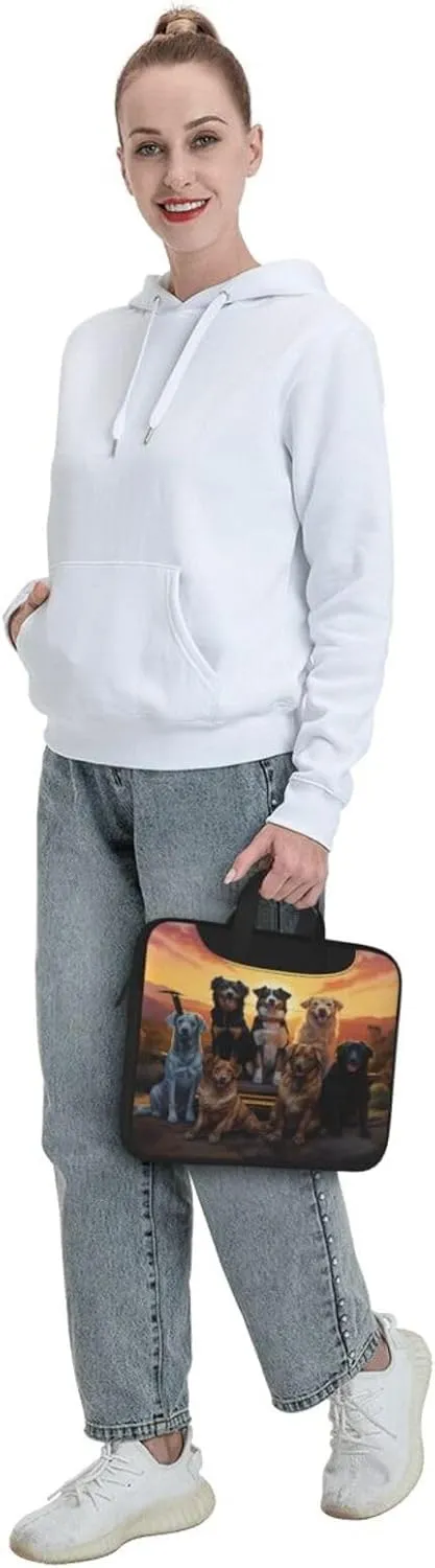 Lightweight Computer Bag Laptop Bag Cute Animal descent Dogs Sunset Laptop Tote Bag Women Men Laptop Sleeve Case 