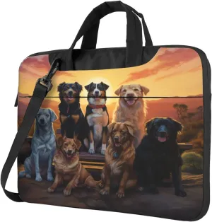 Lightweight Computer Bag Laptop Bag Cute Animal descent Dogs Sunset Laptop Tote Bag Women Men Laptop Sleeve Case 