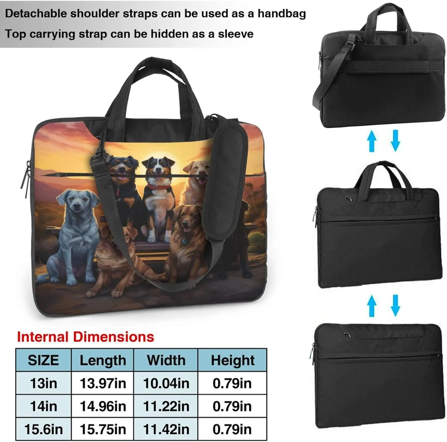 Lightweight Computer Bag Laptop Bag Cute Animal descent Dogs Sunset Laptop Tote Bag Women Men Laptop Sleeve Case 