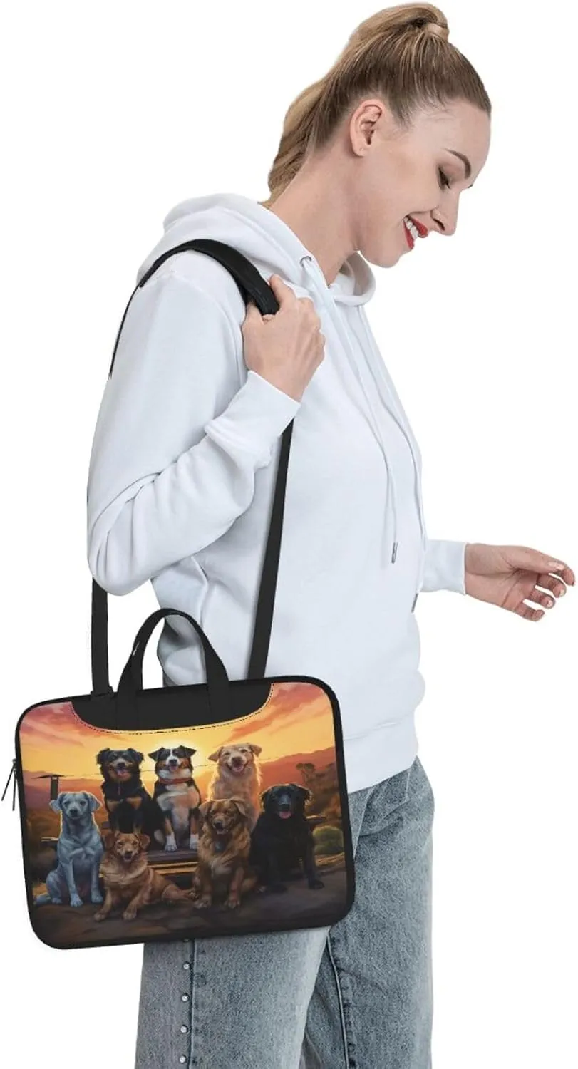 Lightweight Computer Bag Laptop Bag Cute Animal descent Dogs Sunset Laptop Tote Bag Women Men Laptop Sleeve Case 