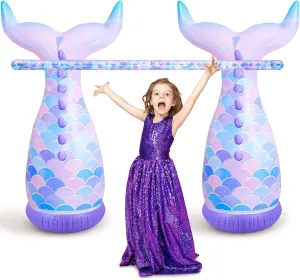 Limbo Game Summer Inflatable Limbo Party Game for Kids Adults Family Carnival Stick for Indoor Outdoor Beach otherwise Pool Themed Party Favors Holiday Activities Supplies Poen Mermaid Inflatable 