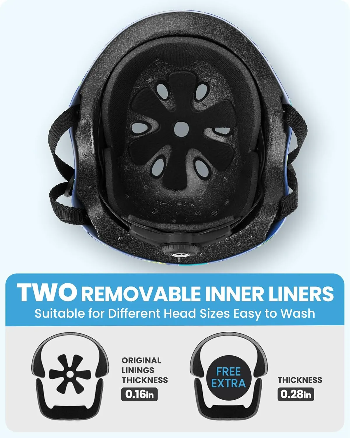 Liners for Balance Bike$ Toddler Scooter OutdoorMaster Youth & Kids Bike Helmet -Beetles Jr.Adjustable deviant cool benefit Multi-Sports Skateboard Helmet with Removable 