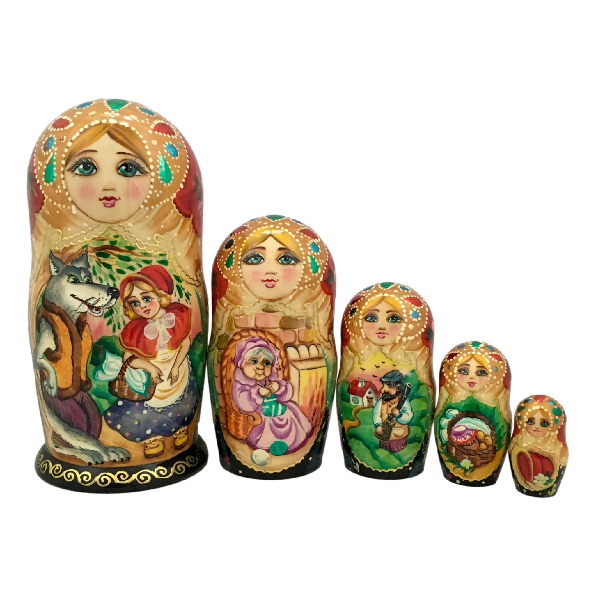 Little Red Riding Nesting Dolls for Kids Storyteller Babushka