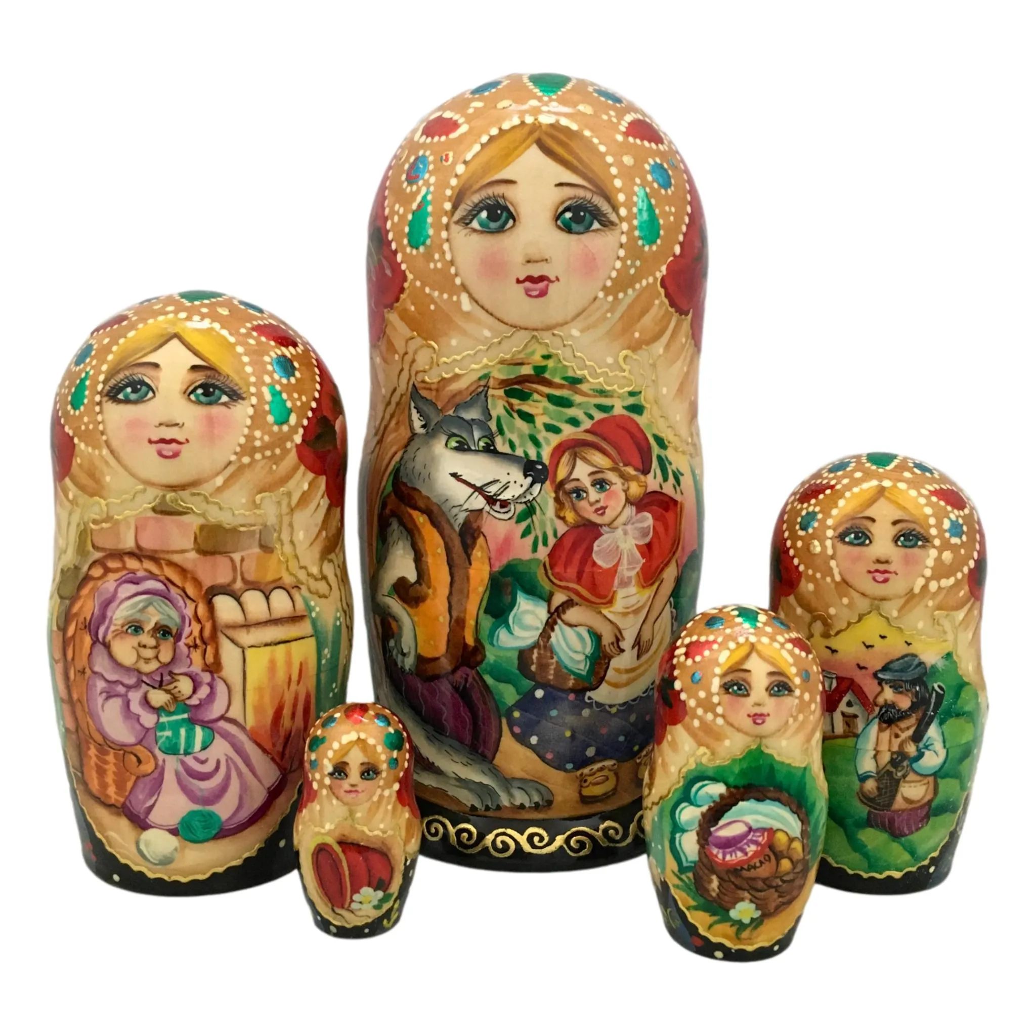 Little Red Riding Nesting Dolls for Kids Storyteller Babushka