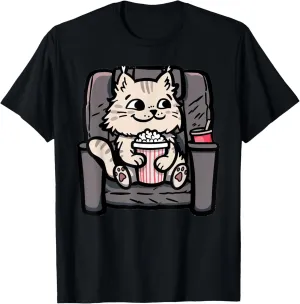 Lover friction elaborate clue Cute Cat T-Shirt Movie Theater Watching Kitten Meme 