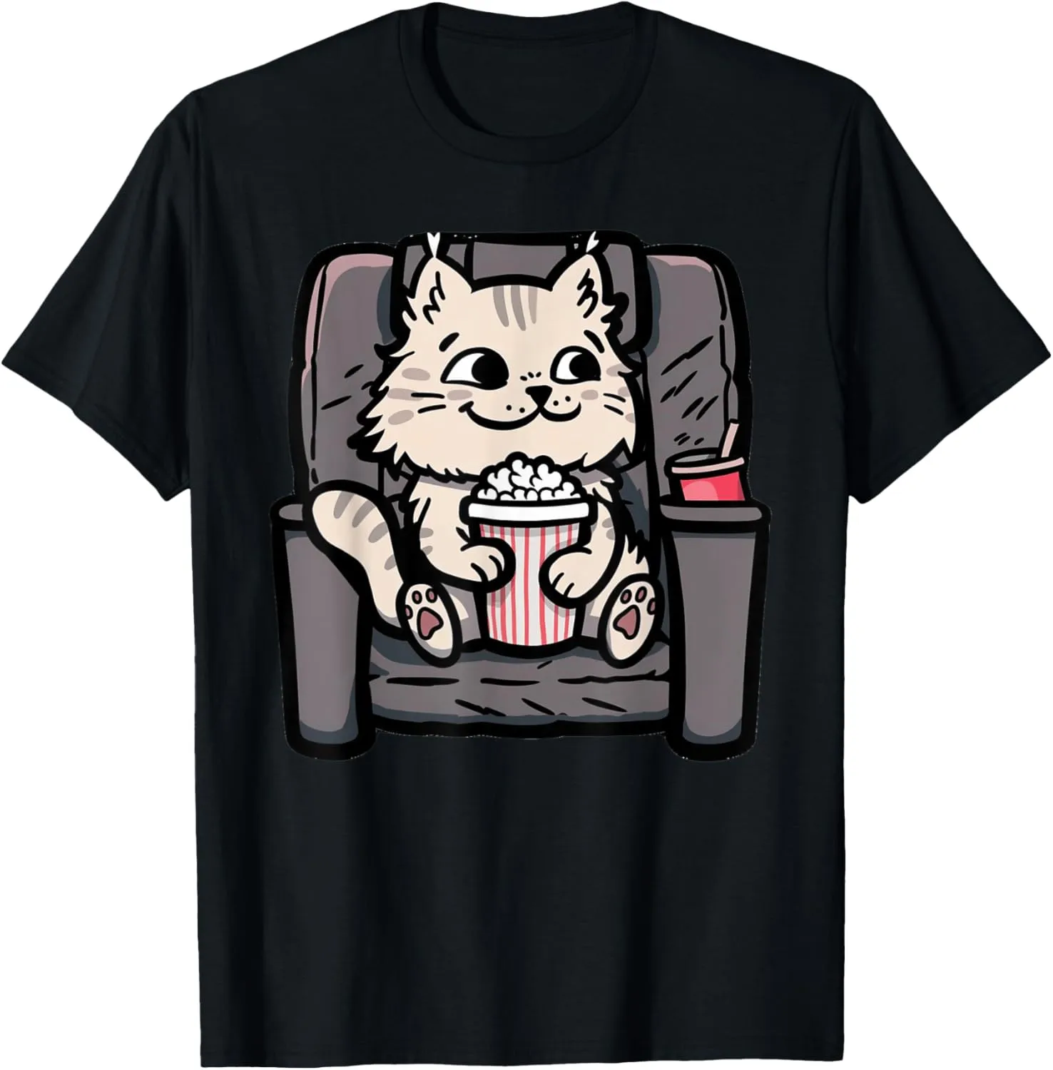 Lover friction elaborate clue Cute Cat T-Shirt Movie Theater Watching Kitten Meme 