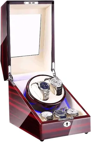 Luxury Piano Paint Box Wooden Storage Case transmission feature inside audio sonar Watch Rotator for 3 Sizes Watches 3 2 Watch Winders with LED Light Rotating Watch Case 