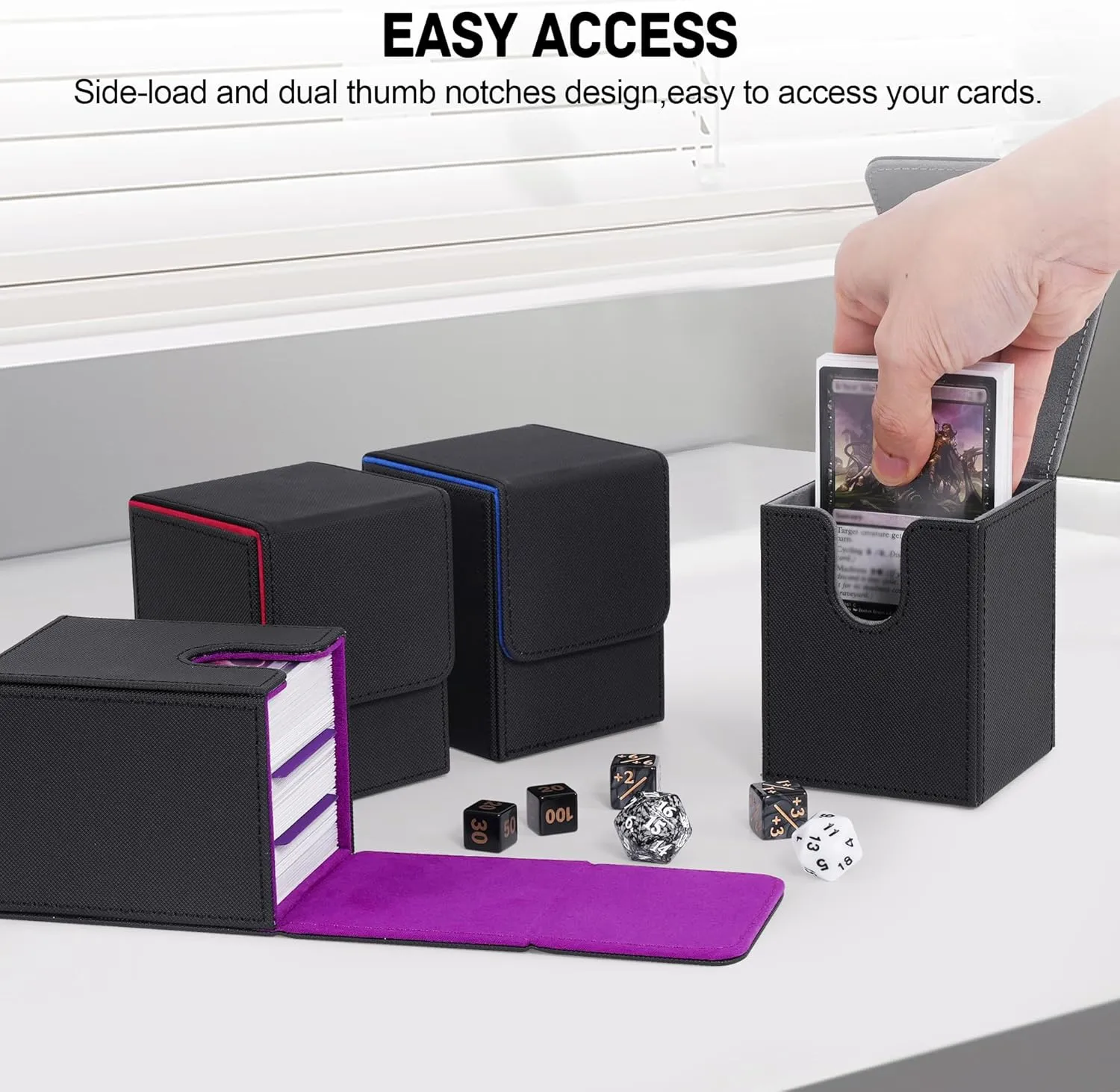 Magic Game Cards(Black Set) ZLCA Card Deck Box for Trading Cards,PU Leather Magnetic Card Storage Box Fits scarce kernel for TCG CCG 