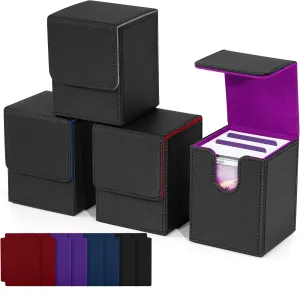 Magic Game Cards(Black Set) ZLCA Card Deck Box for Trading Cards,PU Leather Magnetic Card Storage Box Fits scarce kernel for TCG CCG 