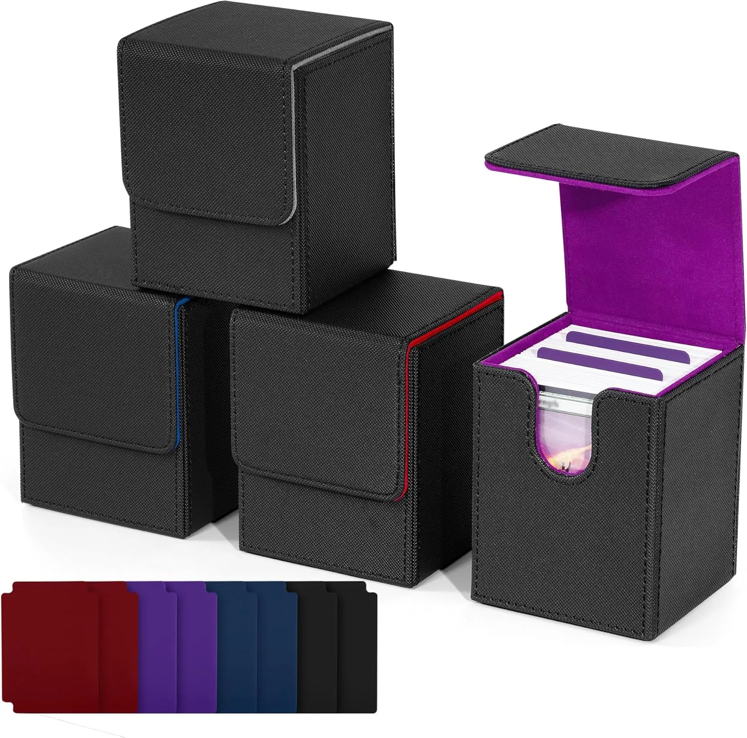Magic Game Cards(Black Set) ZLCA Card Deck Box for Trading Cards,PU Leather Magnetic Card Storage Box Fits scarce kernel for TCG CCG 