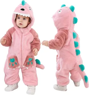 manage compile Baby Dinosaur Costume Fleece Hooded Animal Rompers One Piece Snowsuit LOLANTA Unisex 