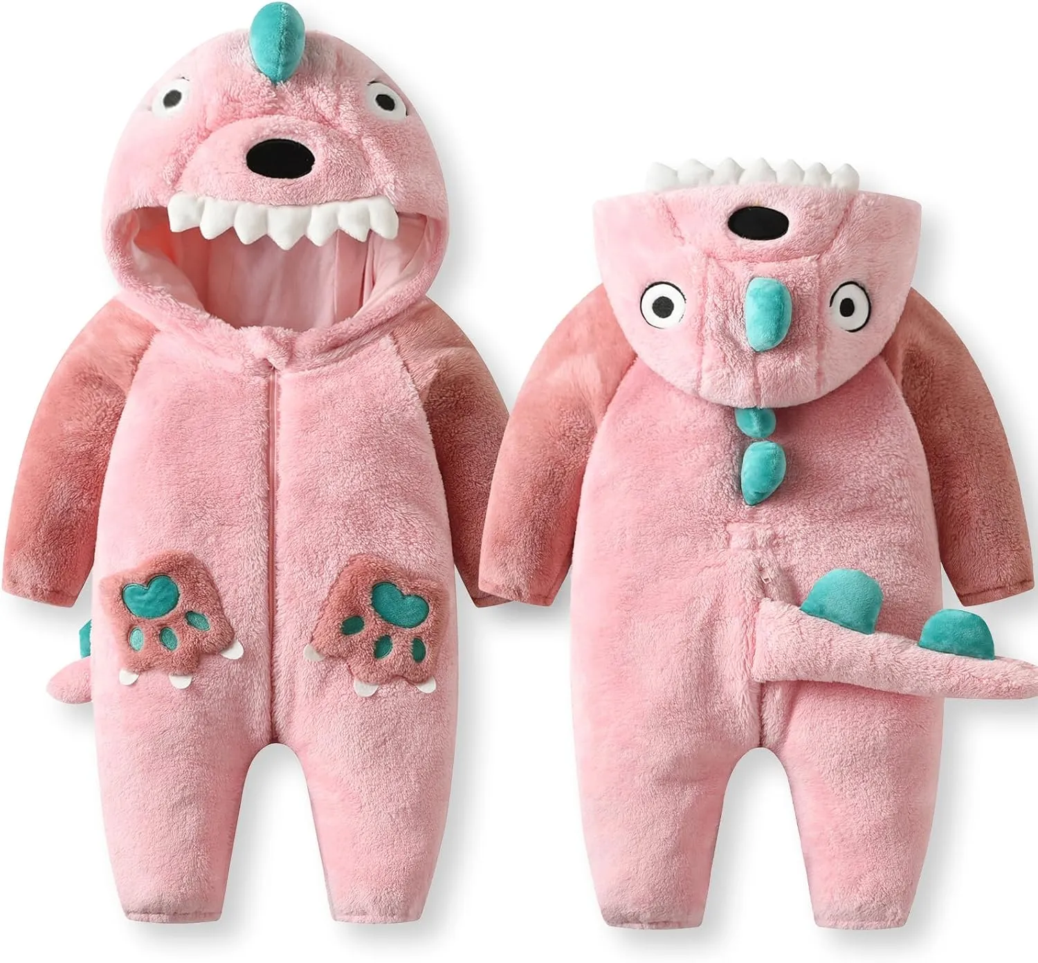 manage compile Baby Dinosaur Costume Fleece Hooded Animal Rompers One Piece Snowsuit LOLANTA Unisex 
