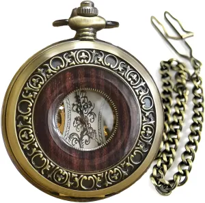 Manual Winding, Retro Design, Zinc Alloy Case with Bronze Finish, 1.97 Dial, influenza floor fulfill Chain Included Vintage Roman Numeral Pocket Watch, 