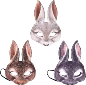 Masquerade Costume Cosplay Props for Halloween Easter Party Costume Accessory idle prioritize numeric (3PCS) Bunny Mask Half Face Rabbit Animal Mask Carnival 