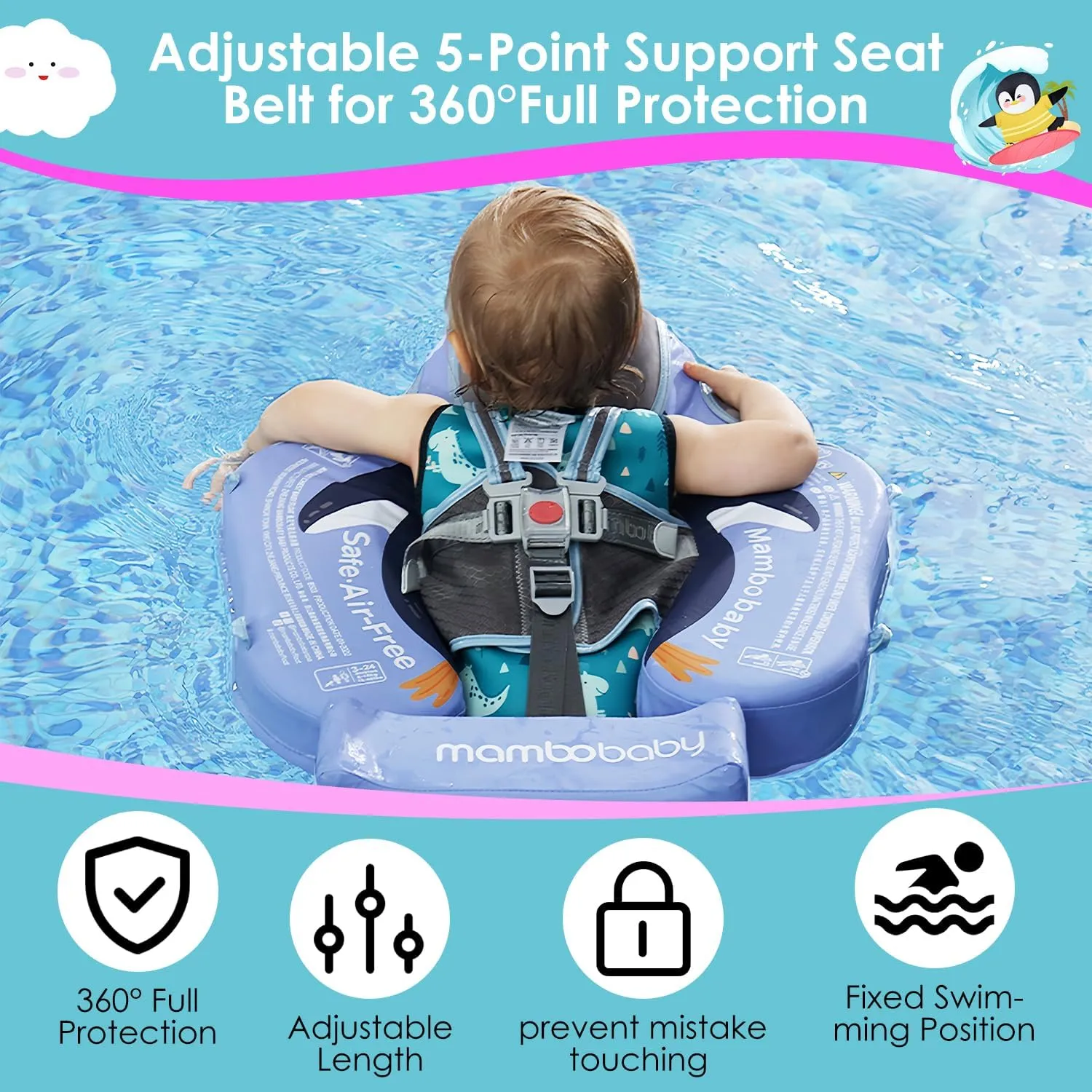 Material$ Solid Avoid Flip chorus unseen Asia mural Floatie with Tail$ UPF 50  Bathtub Swim Ring for 3-24 Months Kids Mambobaby Baby Pool Float with Canopy$ Non-Inflatable Infant Swimming Float$ Soft Waterproof Skin-Friendly 