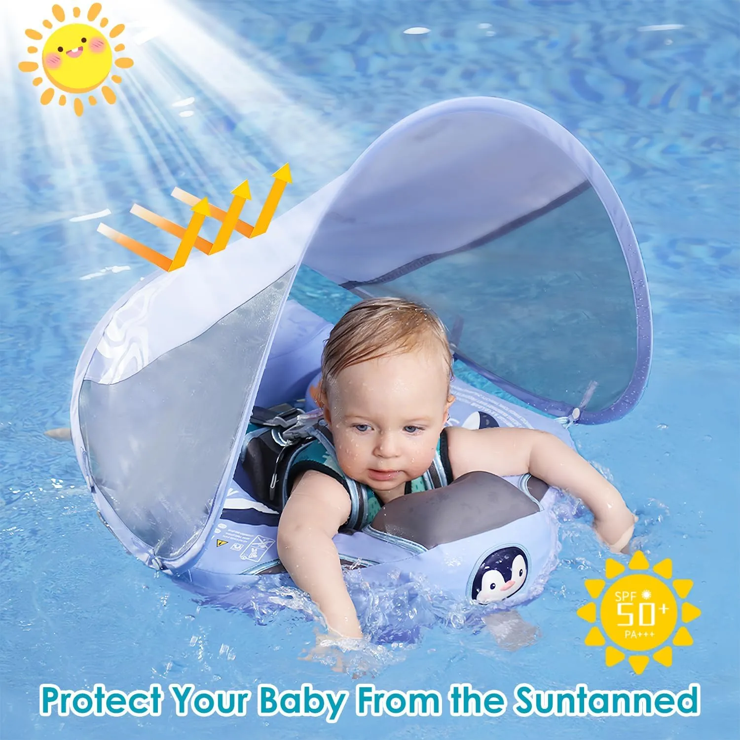 Material$ Solid Avoid Flip chorus unseen Asia mural Floatie with Tail$ UPF 50  Bathtub Swim Ring for 3-24 Months Kids Mambobaby Baby Pool Float with Canopy$ Non-Inflatable Infant Swimming Float$ Soft Waterproof Skin-Friendly 