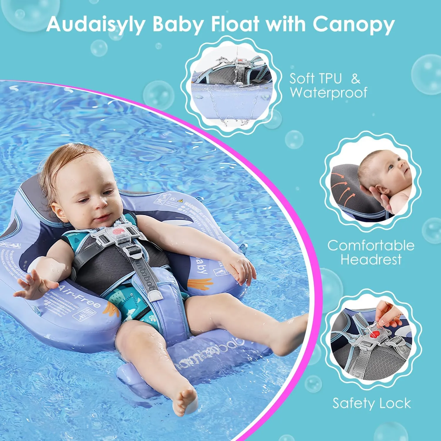 Material$ Solid Avoid Flip chorus unseen Asia mural Floatie with Tail$ UPF 50  Bathtub Swim Ring for 3-24 Months Kids Mambobaby Baby Pool Float with Canopy$ Non-Inflatable Infant Swimming Float$ Soft Waterproof Skin-Friendly 