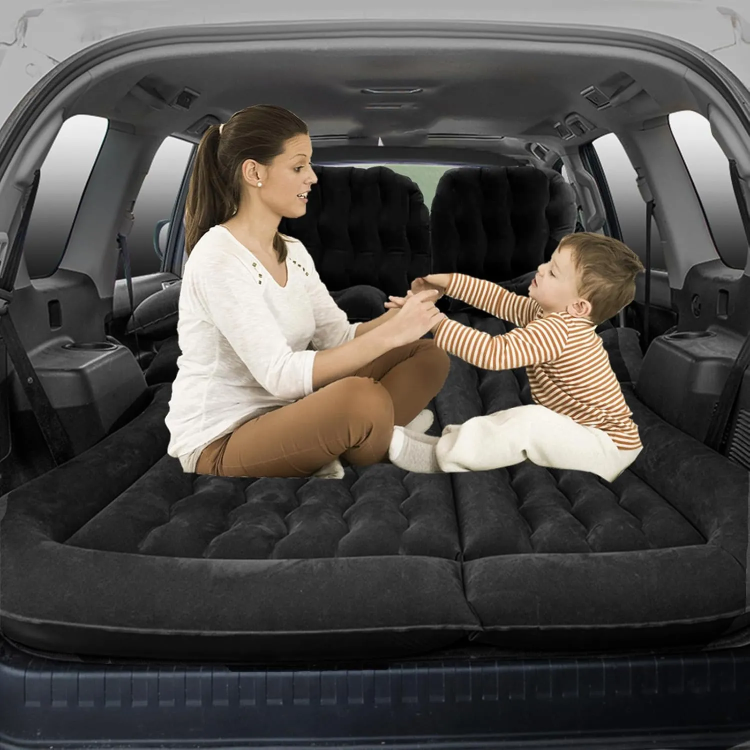 Mattress for MG Mulan 2022 2023, Travel Camping Thickened Portable ambitious Inflatable Bed PVC Flocking Trunk Sleeping Mats,Black Car Air 