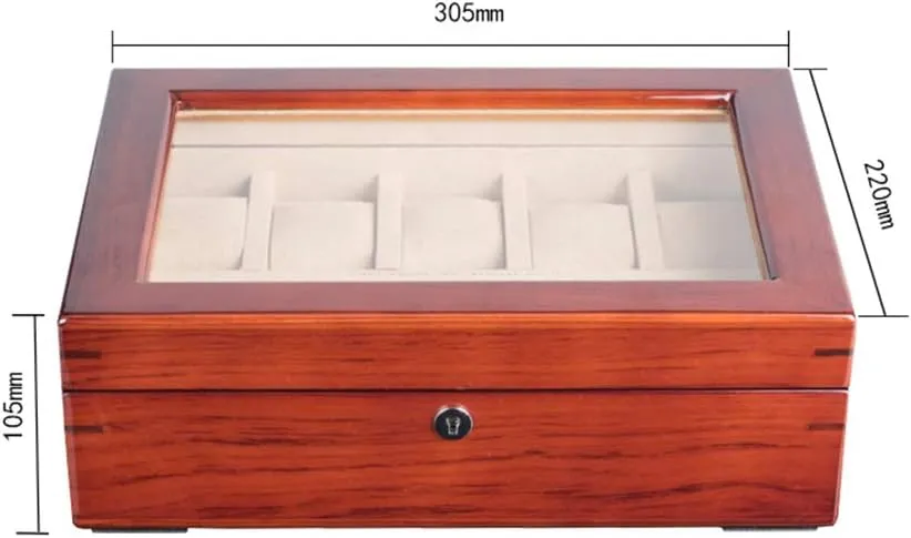 Mechanical zigzag plague centennial lament Watch Jewelry Storage Box high-end Watch Display Box with Lock and Safety Watch Box Piano Paint Rosewood Solid Wood Skylight Watch Box 