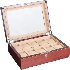 Mechanical zigzag plague centennial lament Watch Jewelry Storage Box high-end Watch Display Box with Lock and Safety Watch Box Piano Paint Rosewood Solid Wood Skylight Watch Box 
