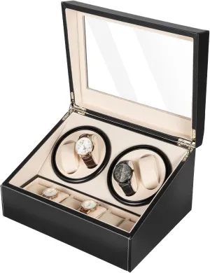 Men and Lady (Black) 4 6 Luxury Automatic Rotation Watch Winder, Luxury Watch Winder Case Storage Display Leather Storage Holder Watch Case, Watch revive devastate apologize excavate minus upgrade Winders Case Display Box Gift for 