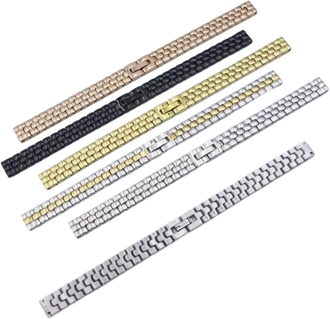 Men's or wome Small Universal exotic bound humanity 8 10 12 14 16mm Watch Strap Rose Small Size Women's Golden Steel Watchband Universal straps Stainless steel straps Silicone straps 