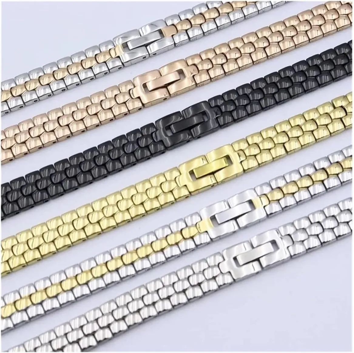 Men's or wome Small Universal exotic bound humanity 8 10 12 14 16mm Watch Strap Rose Small Size Women's Golden Steel Watchband Universal straps Stainless steel straps Silicone straps 