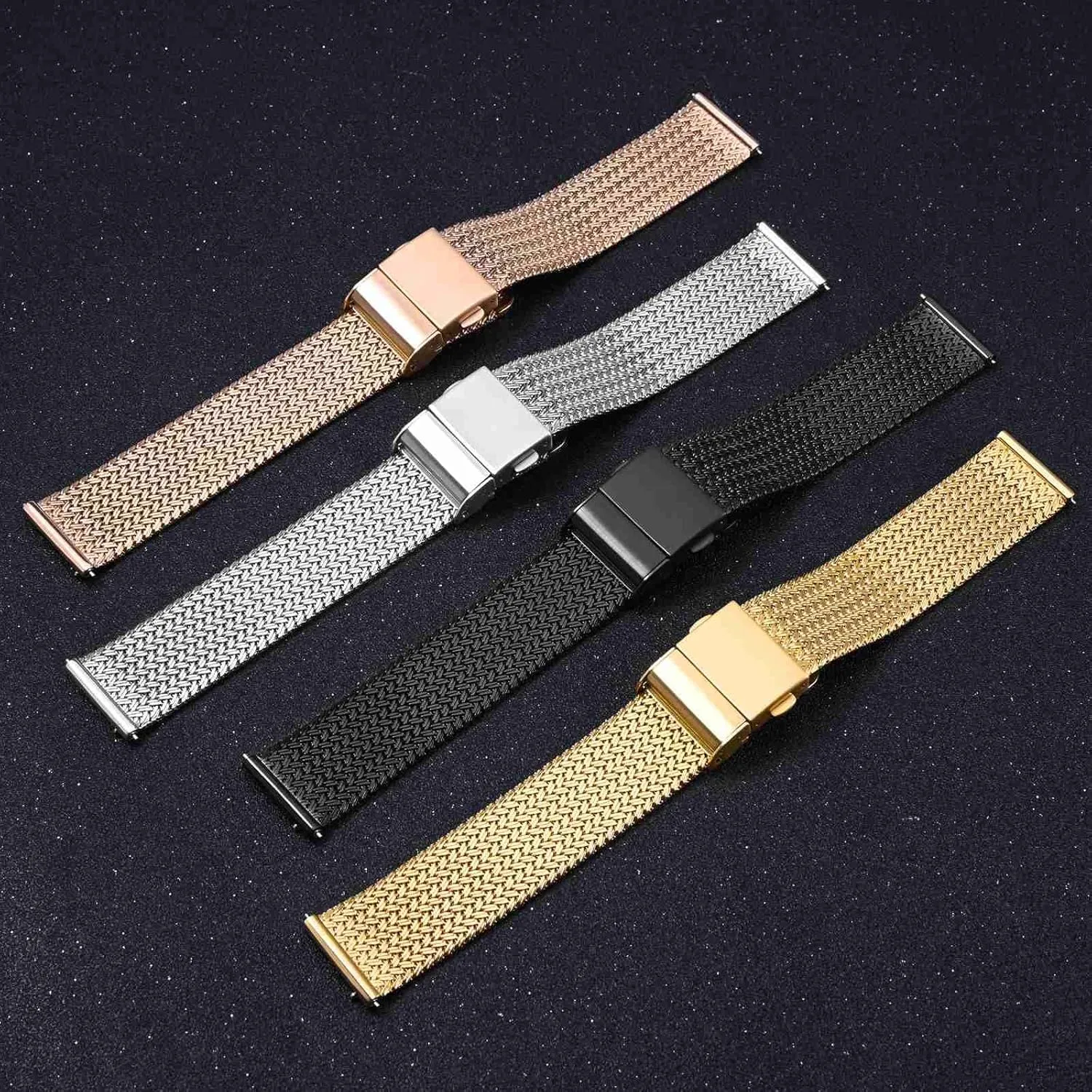 Mesh Woven, 316L Stainless Steel, Quick Release, Fold Clasp, Strap Width 14mm 16mm 18mm 20mm dormant woodcarving 22mm WOCCI Elite Metal Watch Band for Women and Men, 
