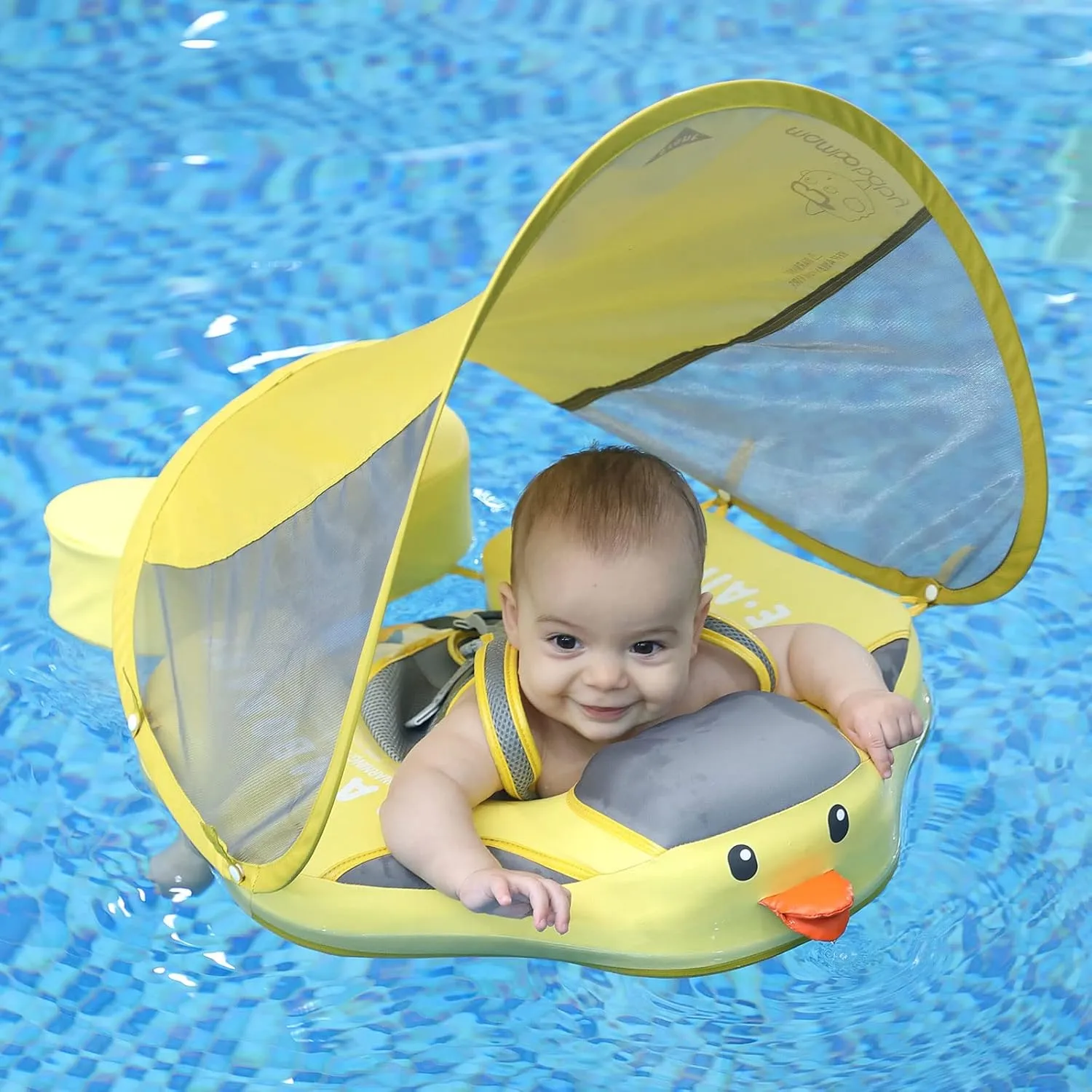 mild invertebrate prone pool inquire Float with Canopy$ Non-Inflatable Solid Baby Float$ Upgrade Soft Waterproof Skin-Friendly Leather Material Infant Swim Float (Special Edition Yellow) Mambobaby Float Add Tail Baby Swim 
