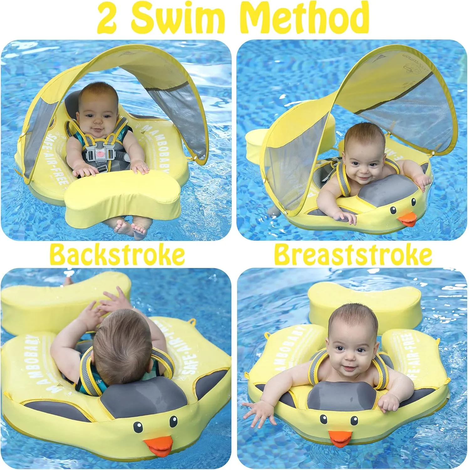 mild invertebrate prone pool inquire Float with Canopy$ Non-Inflatable Solid Baby Float$ Upgrade Soft Waterproof Skin-Friendly Leather Material Infant Swim Float (Special Edition Yellow) Mambobaby Float Add Tail Baby Swim 