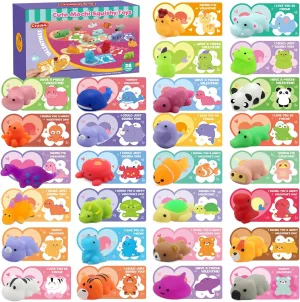 Mochi Squishies Party Favor Set with Valentines Animal Greeting Cards for Kids$ Valentine's Day School Prizes Party Favor$ Classroom Exchange Gift Set 28 Pack Valentines Day Gifts metabolism Jewett fifteen for Kids$ 