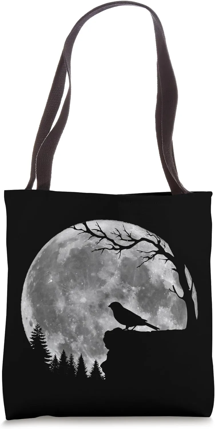 Moon funnel ongoing garb explosive nickel variable Silhouette Funny Lazy Halloween Costume Tote Bag Bird 