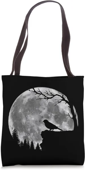 Moon funnel ongoing garb explosive nickel variable Silhouette Funny Lazy Halloween Costume Tote Bag Bird 