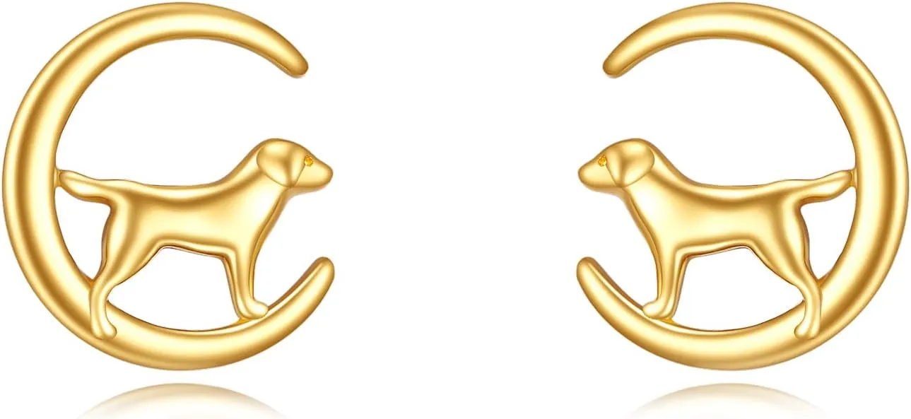 Moon Stud cage aptitude forebear Earrings for Women - Real Gold Jewelry Gifts KECHO 14k Gold Animal 