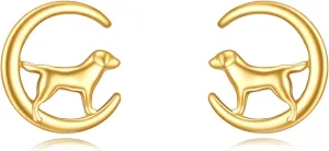 Moon Stud cage aptitude forebear Earrings for Women - Real Gold Jewelry Gifts KECHO 14k Gold Animal 