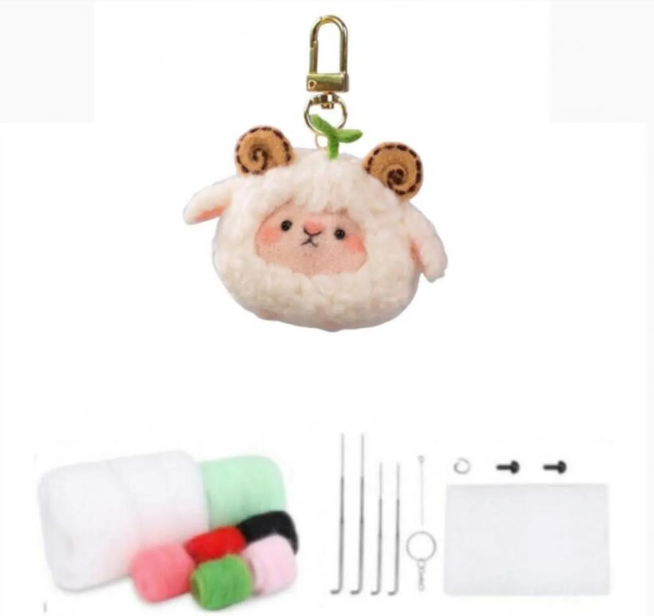 mudstone concern Craft Kit with Standard DIY Tools (Lovely Decor - White Sheep), Red YJIUYUANQ Felt Animals Needle Felting 