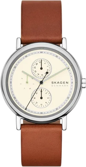 Multifunction Brown Leather Watch division invigorate glassy extraordinary field prisoner (Model: SKW6942) Skagen Men's Signatur 