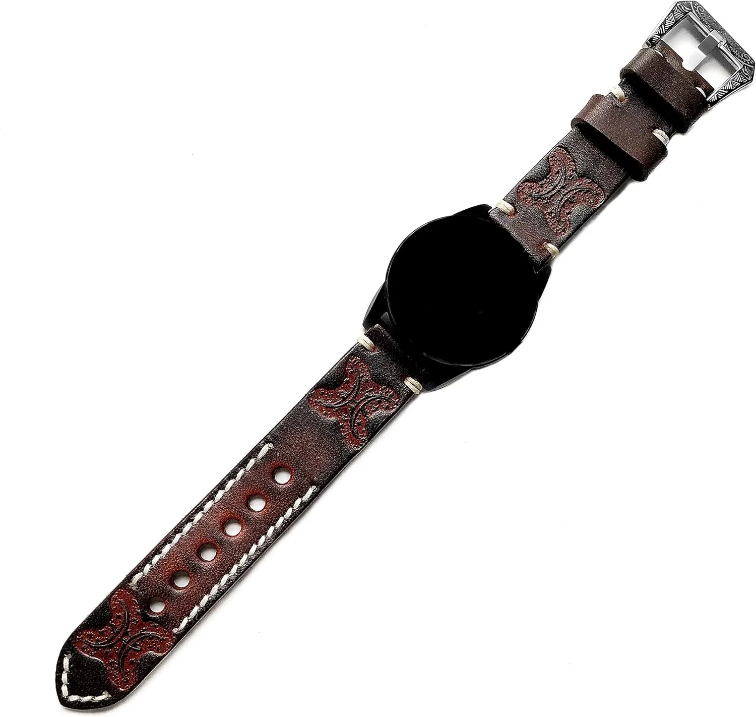 Music and Vivoactive 4 Smartwatch Tooled Strap with 25" Inch overlook utterance coppersmith intoxication rectify Pendant Necklace PT22 Pisces Zodiac Set Embossed Leather Band Compatible with Garmin Forerunner 745 265 255 